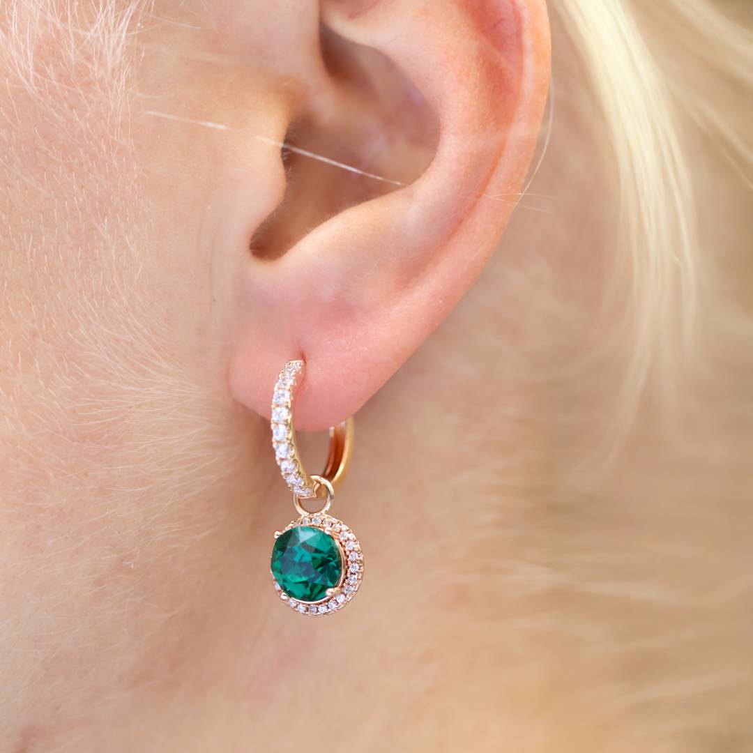 Antialerģiski auskari transformeri ar apaļas formas kristālu