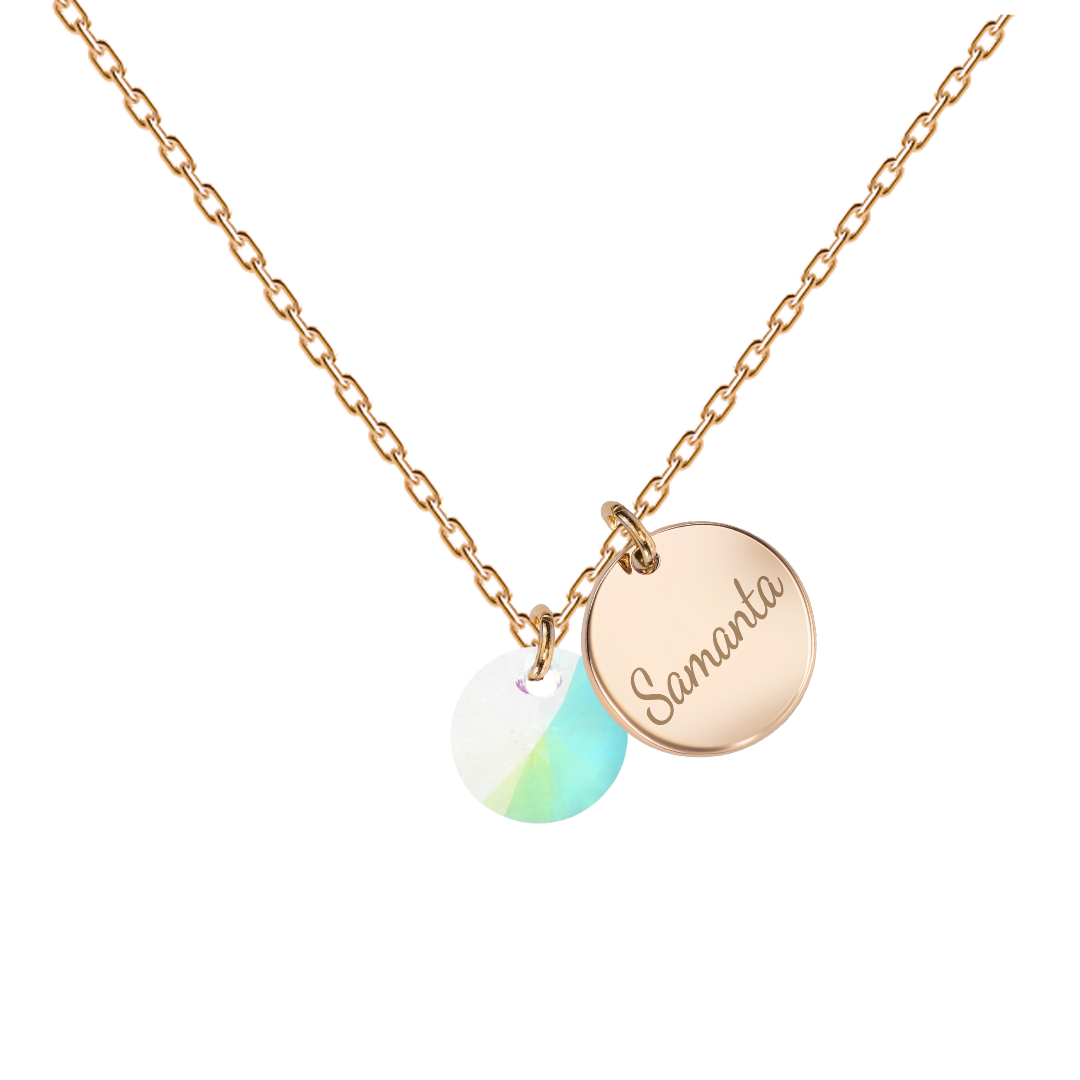 Necklace with personalized engraved name locket