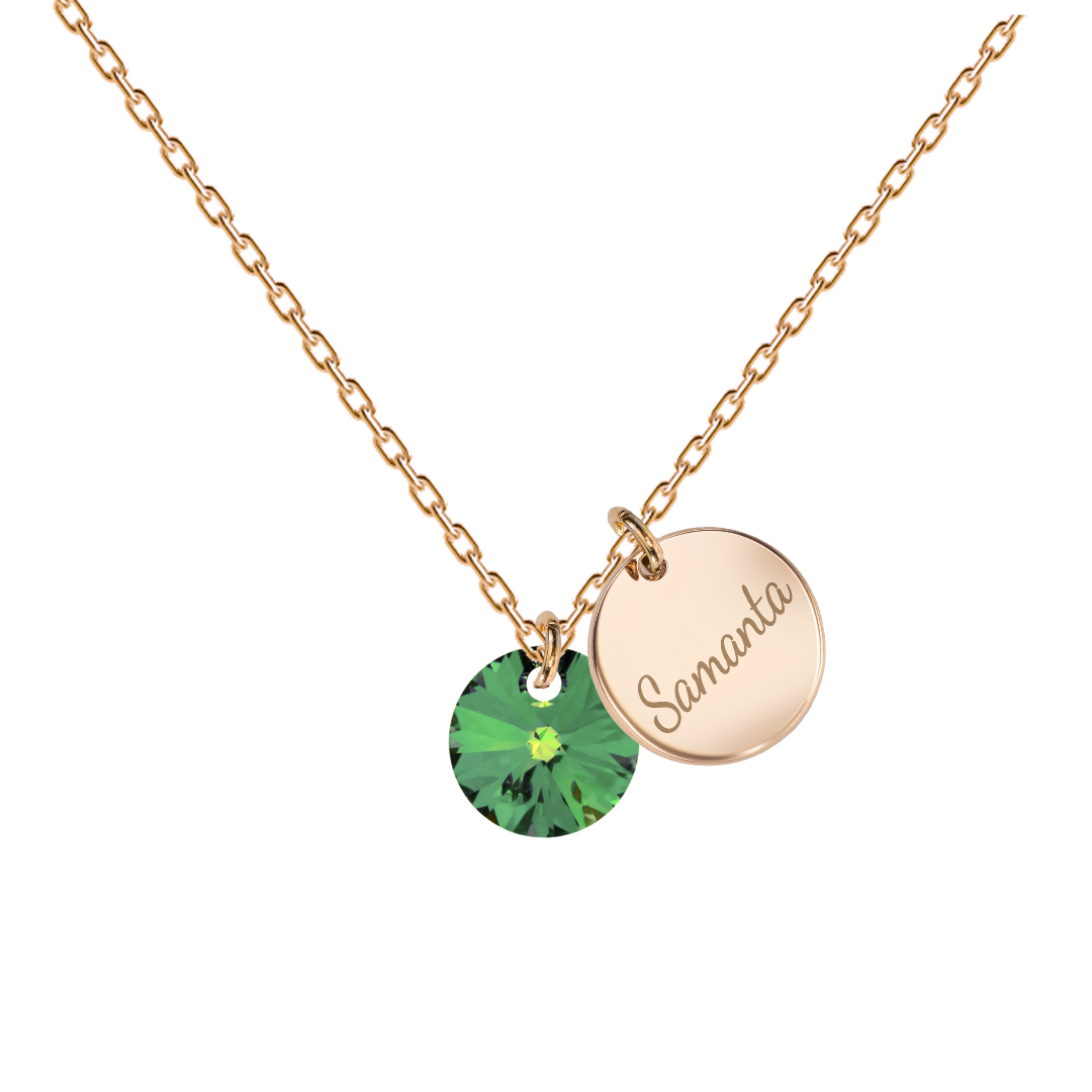 Necklace with personalized engraved name locket