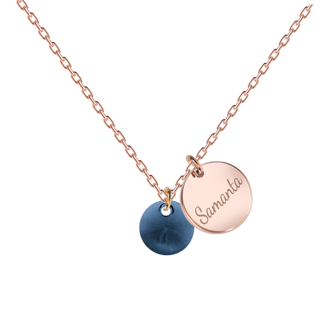 Necklace with personalized engraved name locket