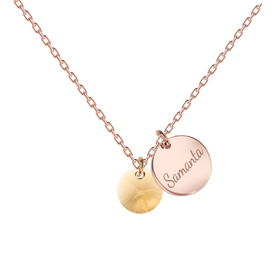 Necklace with personalized engraved name locket