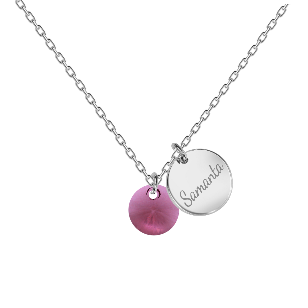 Necklace with personalized engraved name locket