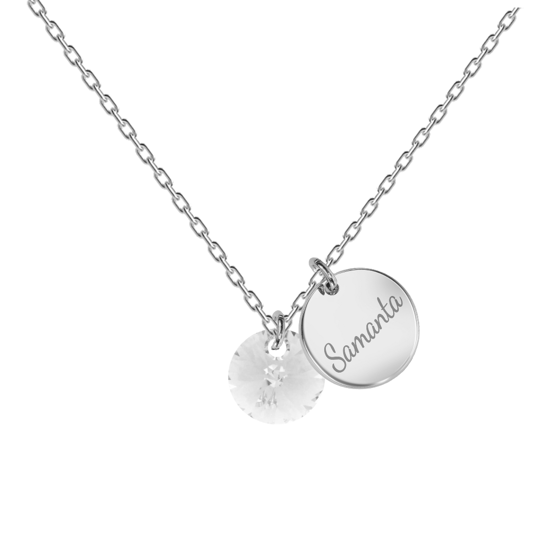 Necklace with personalized engraved name locket