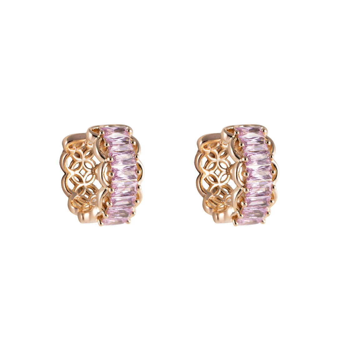 Riņķīšu auskari ar rozā kristāliem 'VERONICA'