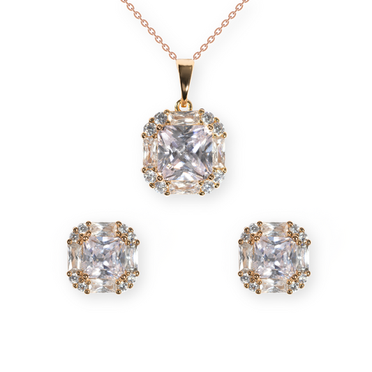 Rose gold jewelry set 'star-shaped earrings and necklace'