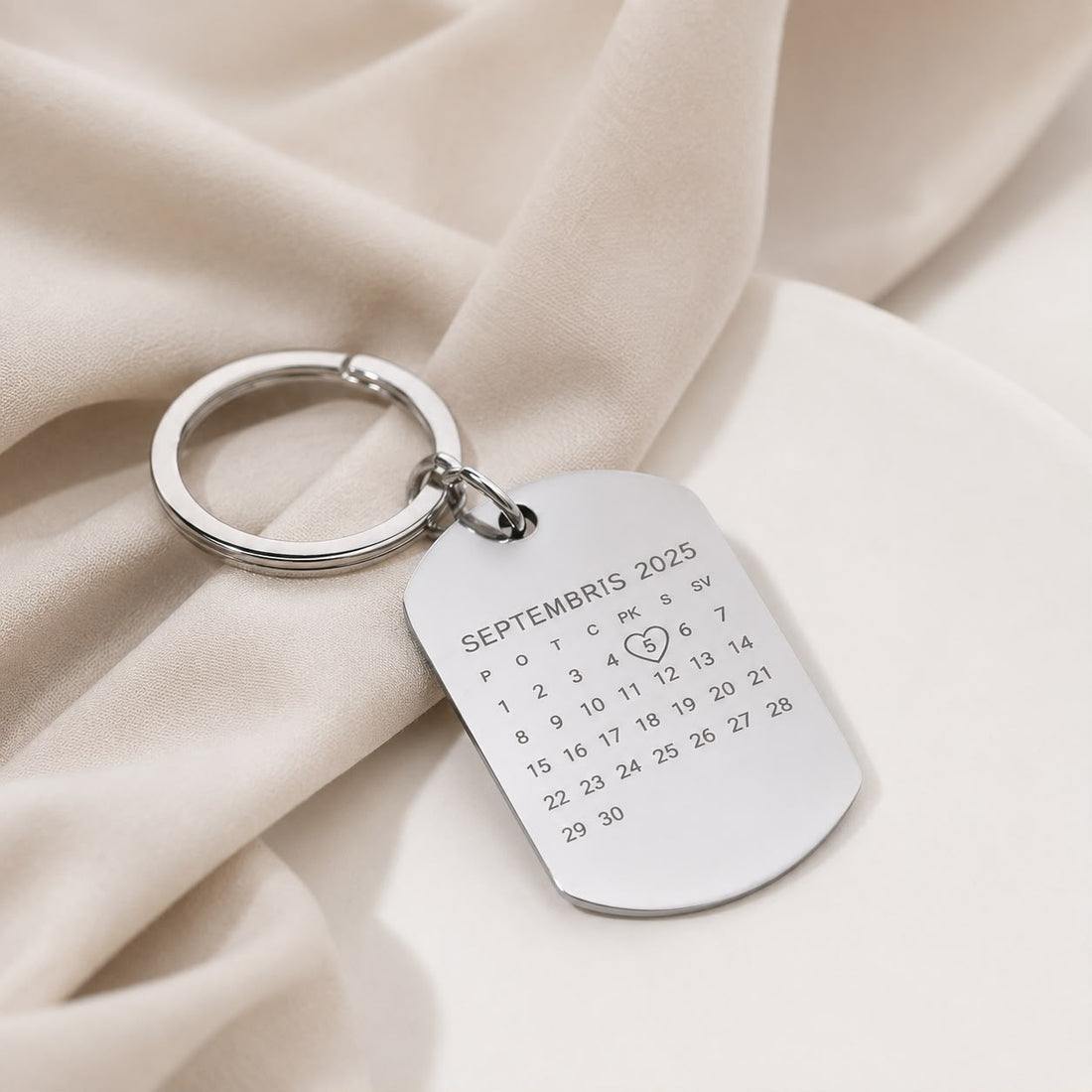 Personalizuotas raktų pakabukas su kalendoriumi arba tekstu