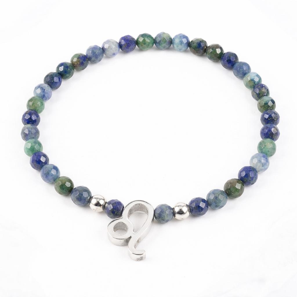 Sodalīta akmens rokassprādze ar horoskopu sudraba