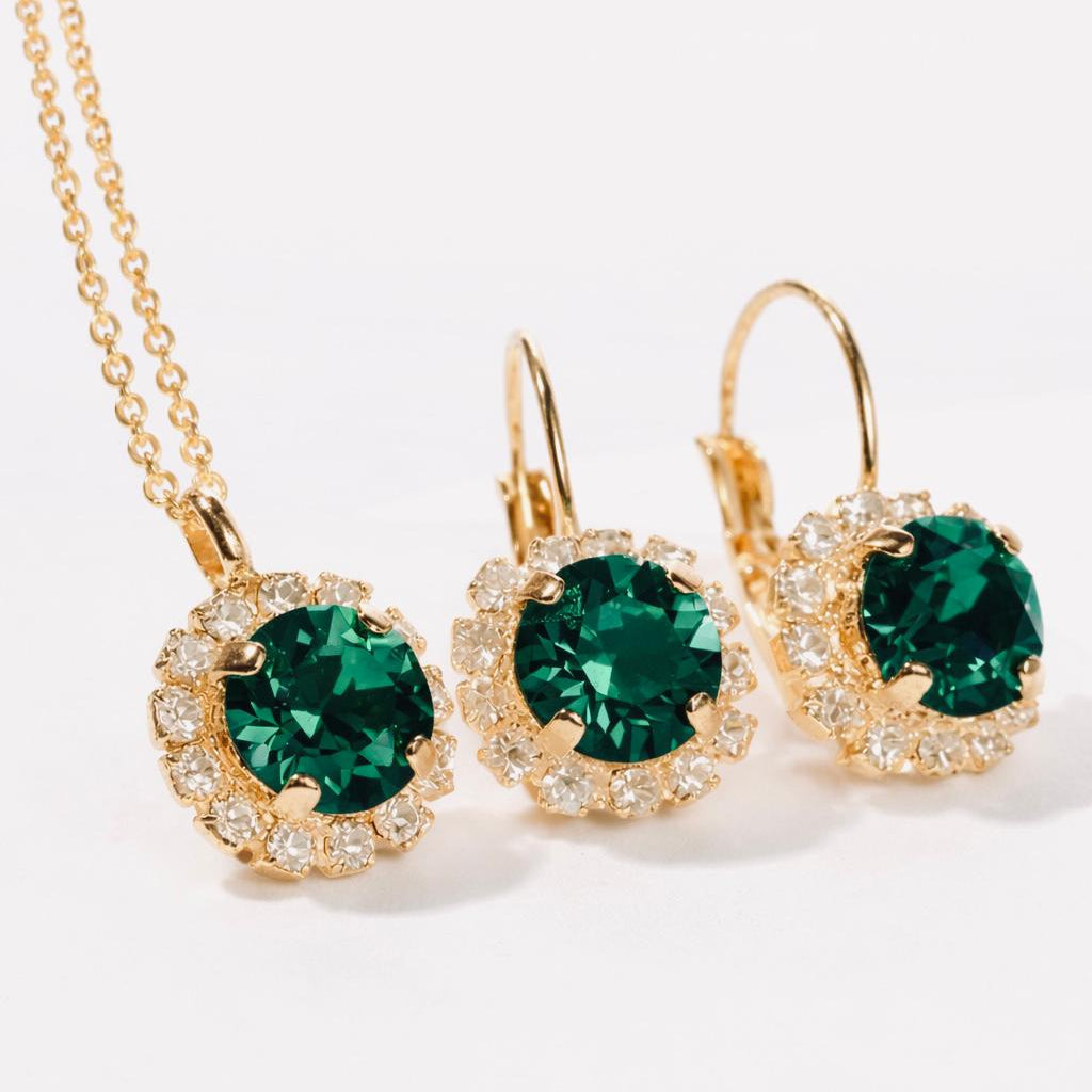 auskari zelta emerald antialerģiski