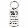 Atslēgu piekariņš ar gravējumu “Labākais draugs” – personalizēta dāvana draudzības apliecināšanai.