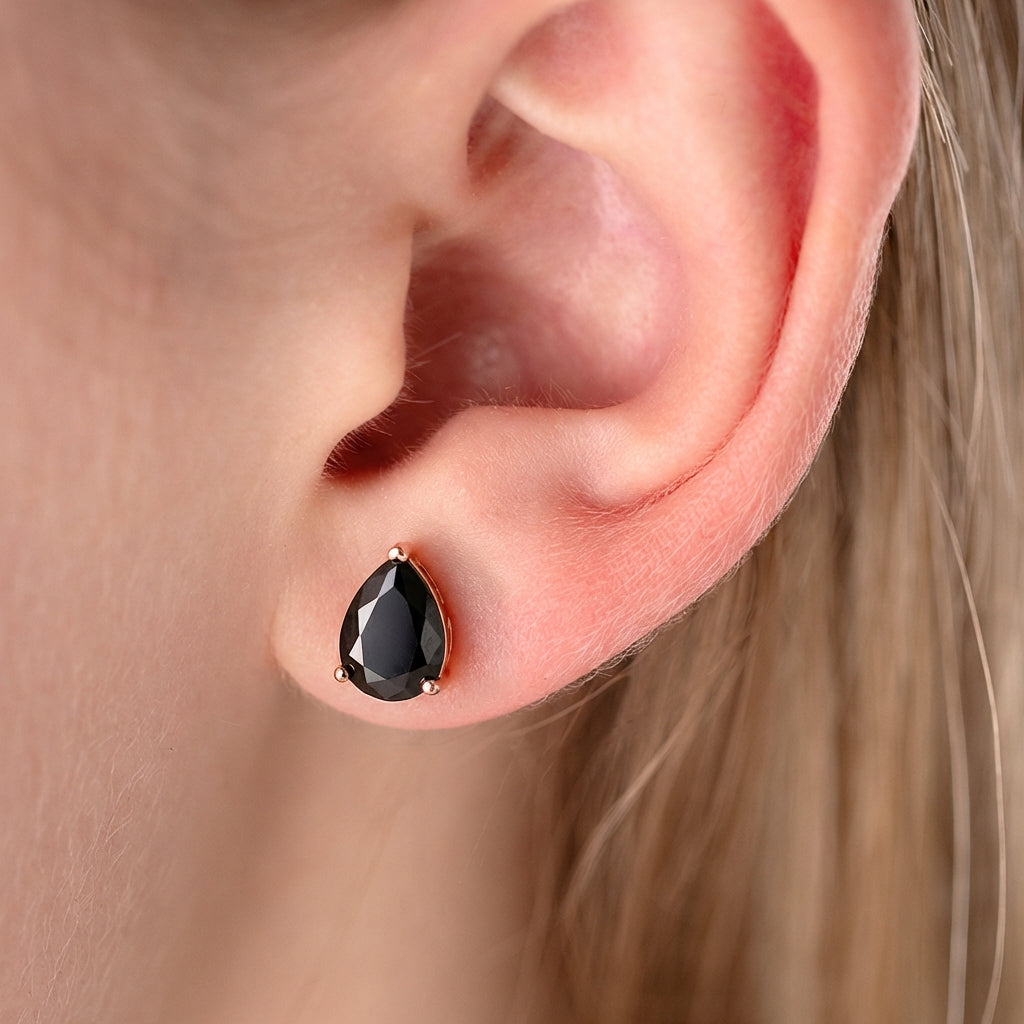 Antialerģiski nagliņauskari ar melniem kristāliem 'EMMA'