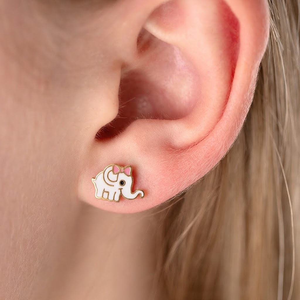 Smalki bērnu auskari zelta apdarē 'ZILONĪTIS'