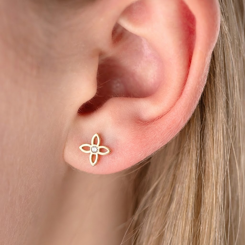 smalki bērnu auskari zelta apdarē 'AURORA'