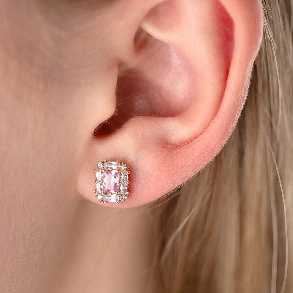 Nagliņauskari ar antialerģisku rozā zelta pārklājumu MILLICENT.