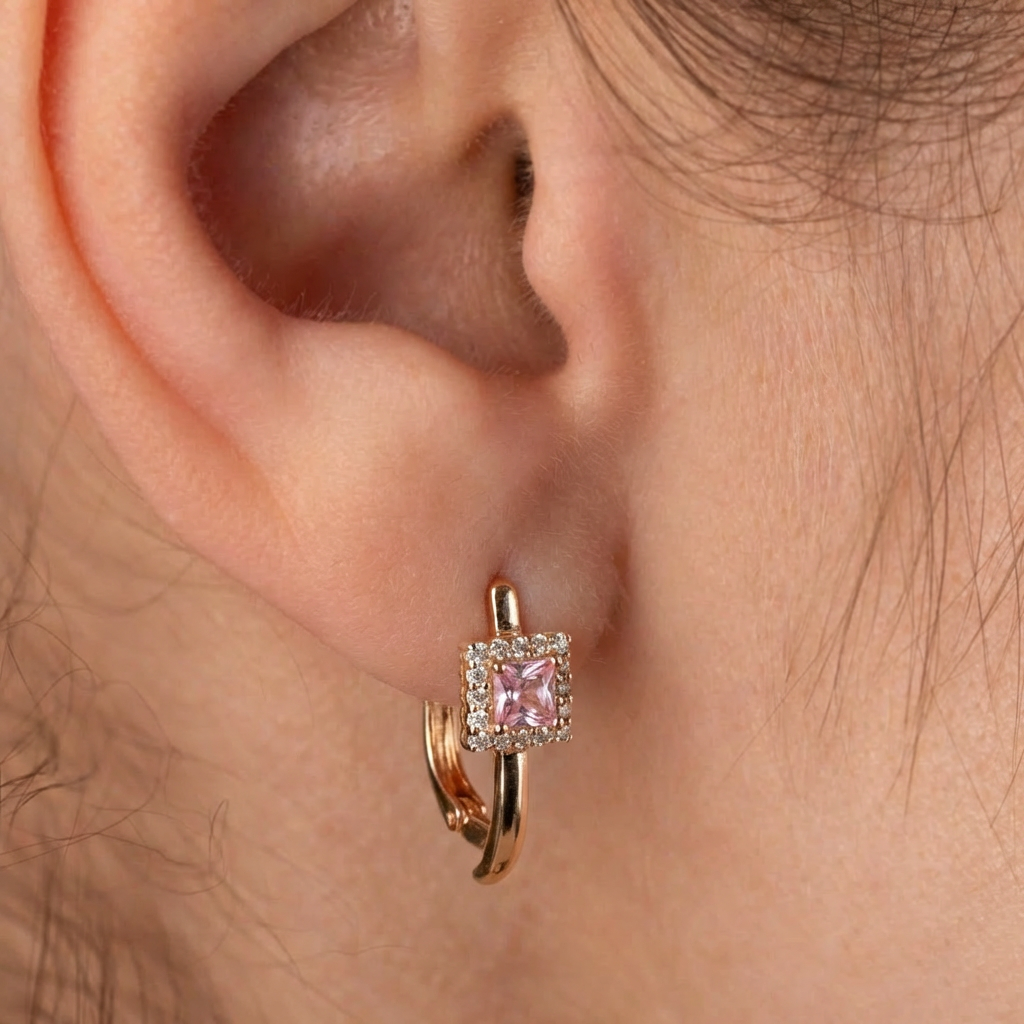 Eleganti auskari ar rozā kristāliem 'HERMIONE'