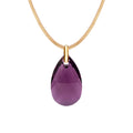 Antialerģiska apzeltīta kaklarota ar violetu kristālu lāsītes kulonu
