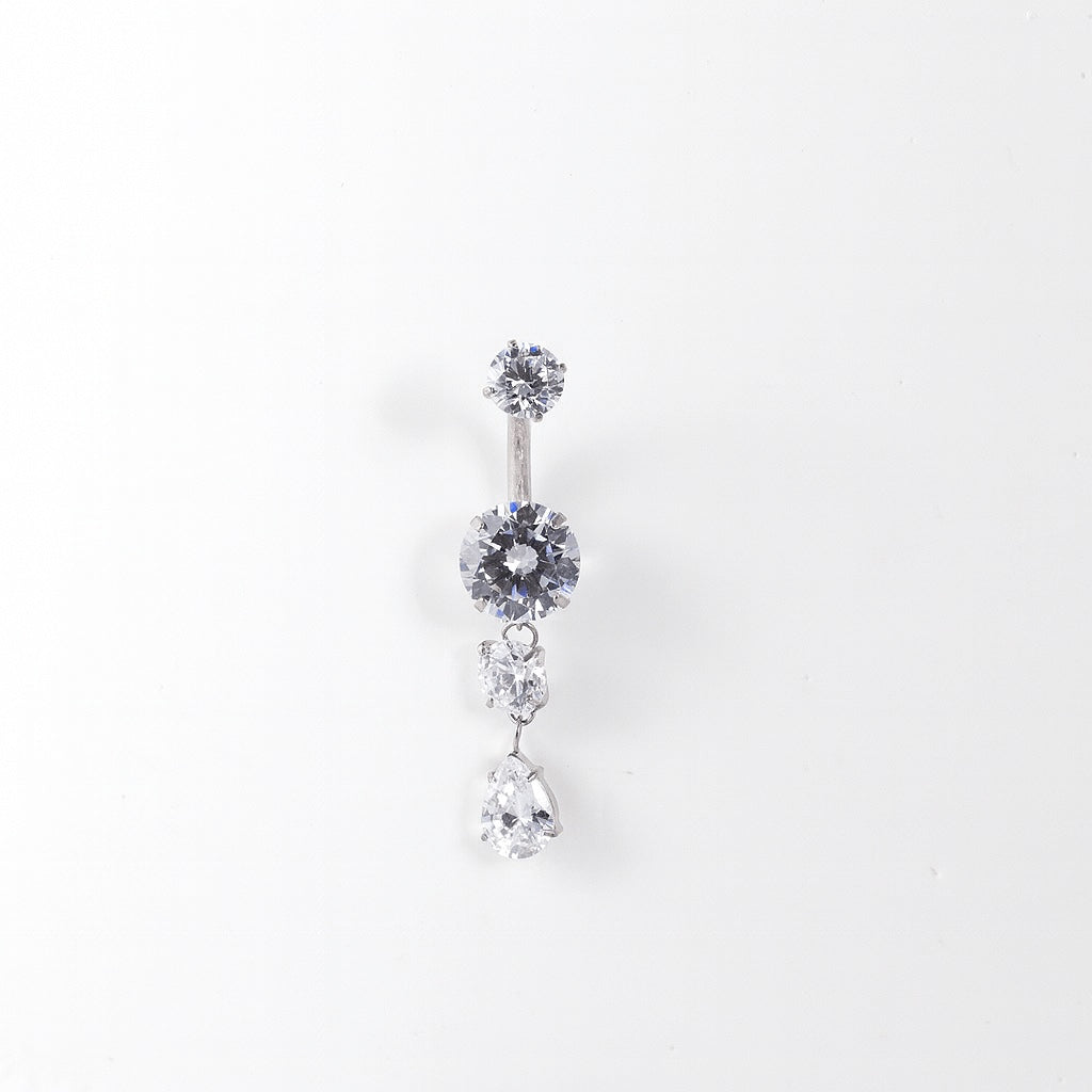 Nabas pīrsings 'BERTA' ar skrūvējamu aizmugurīti sudraba