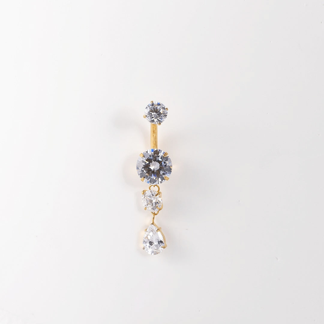 Nabas pīrsings 'BERTA' ar skrūvējamu aizmugurīti zelta