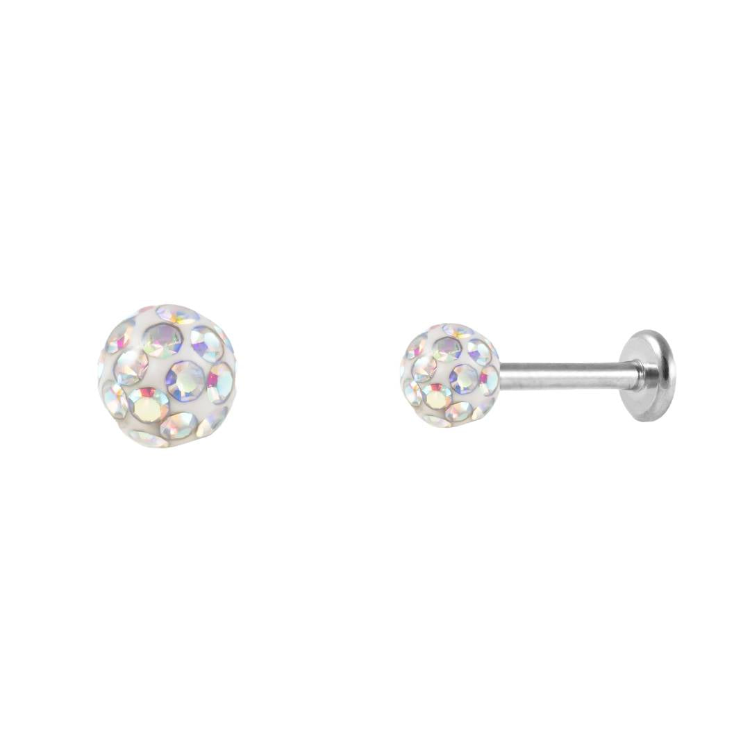 Pīrsinga auskars Ema ar rozā kristāliem