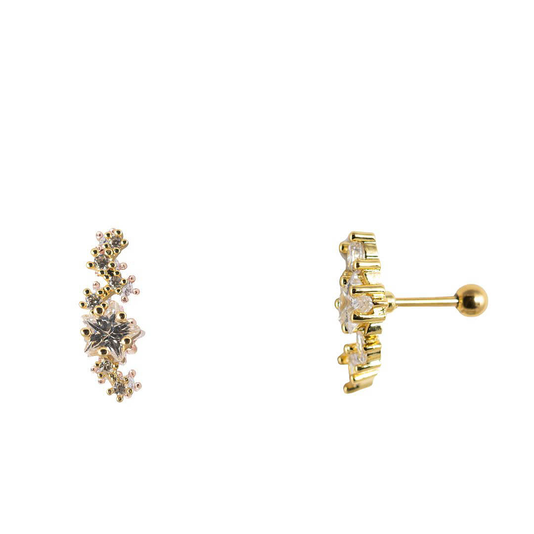 Antialerģisks pīrsinga auskars Jeta ar kristāliem