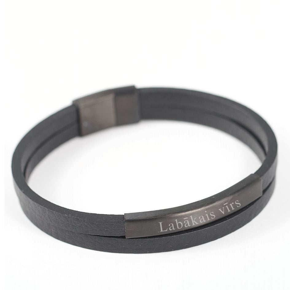 ādas rokassprādze ar personalizētu gravējumu dāvana tētim