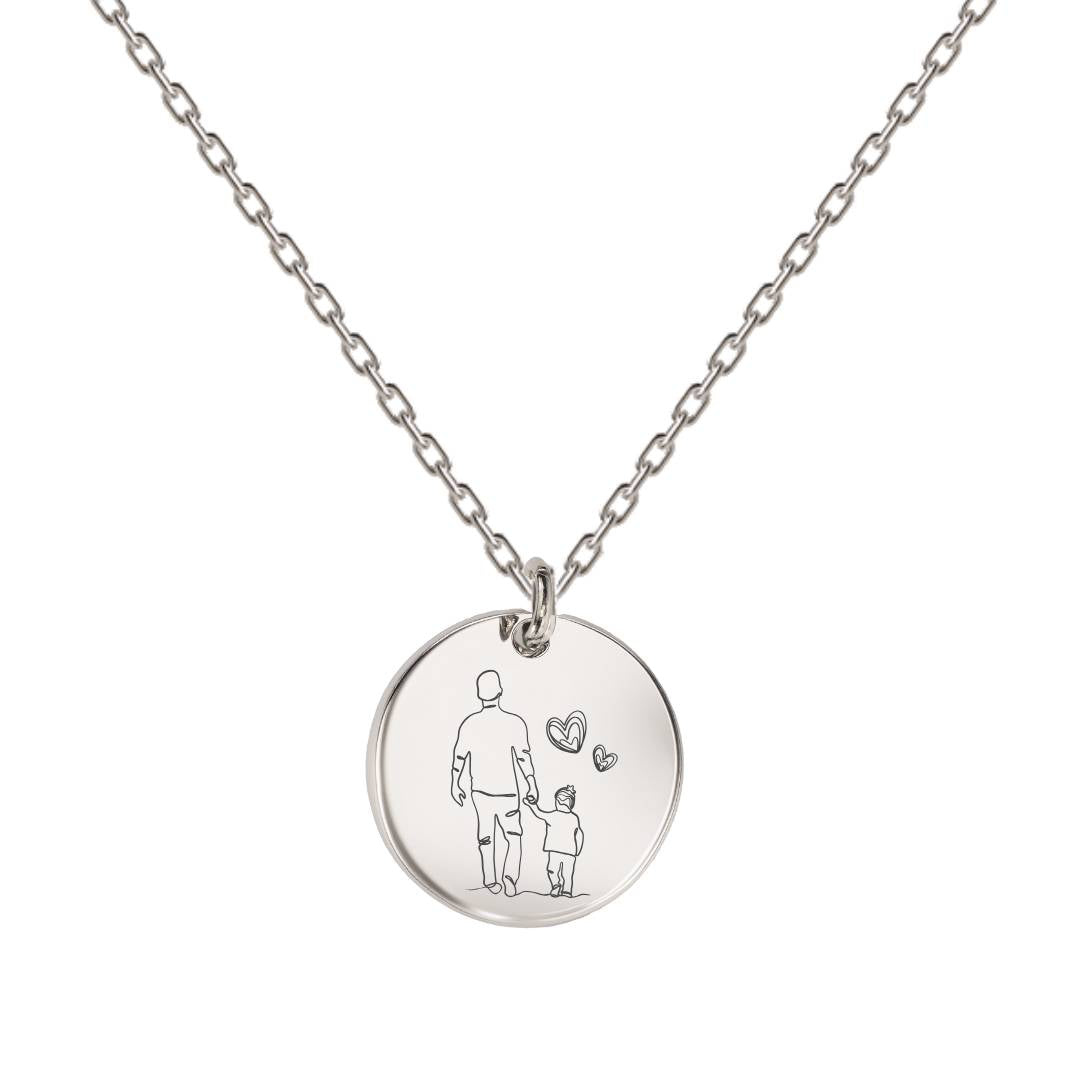 Kaklarota ar attēla gravējumu sudraba apdarē