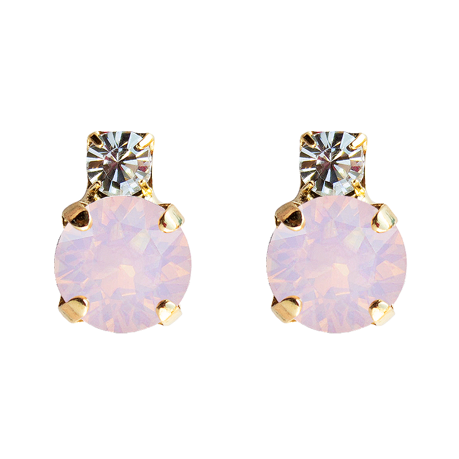 Apzeltīti Swarovski nagliņauskari ar rozā opāla kristāliem 