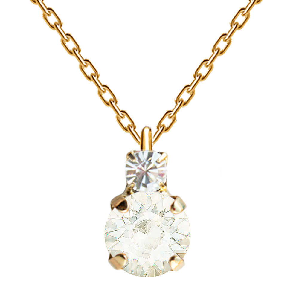 Apzeltīta Swarovski kaklarota ar  baltā opāla kristālu