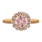 Grezns apzeltīts gredzens ar apaļu  vintāža rozā kristālu