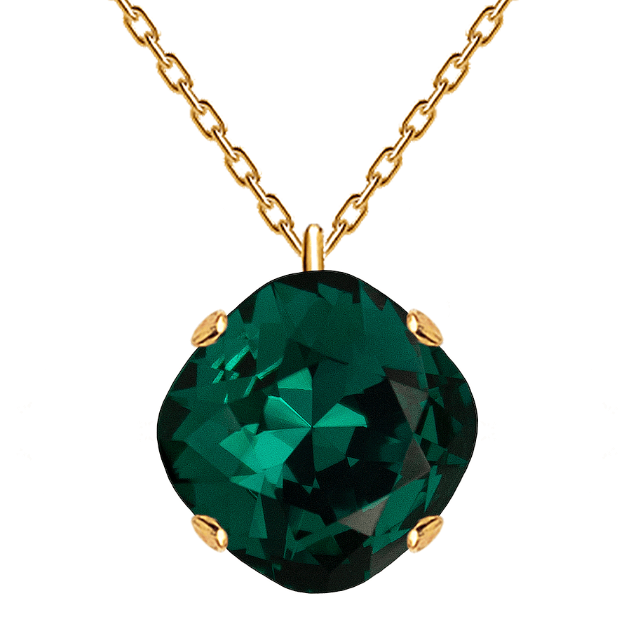 Klasiska apzeltītā romba kaklarota ar  emeralda kristālu