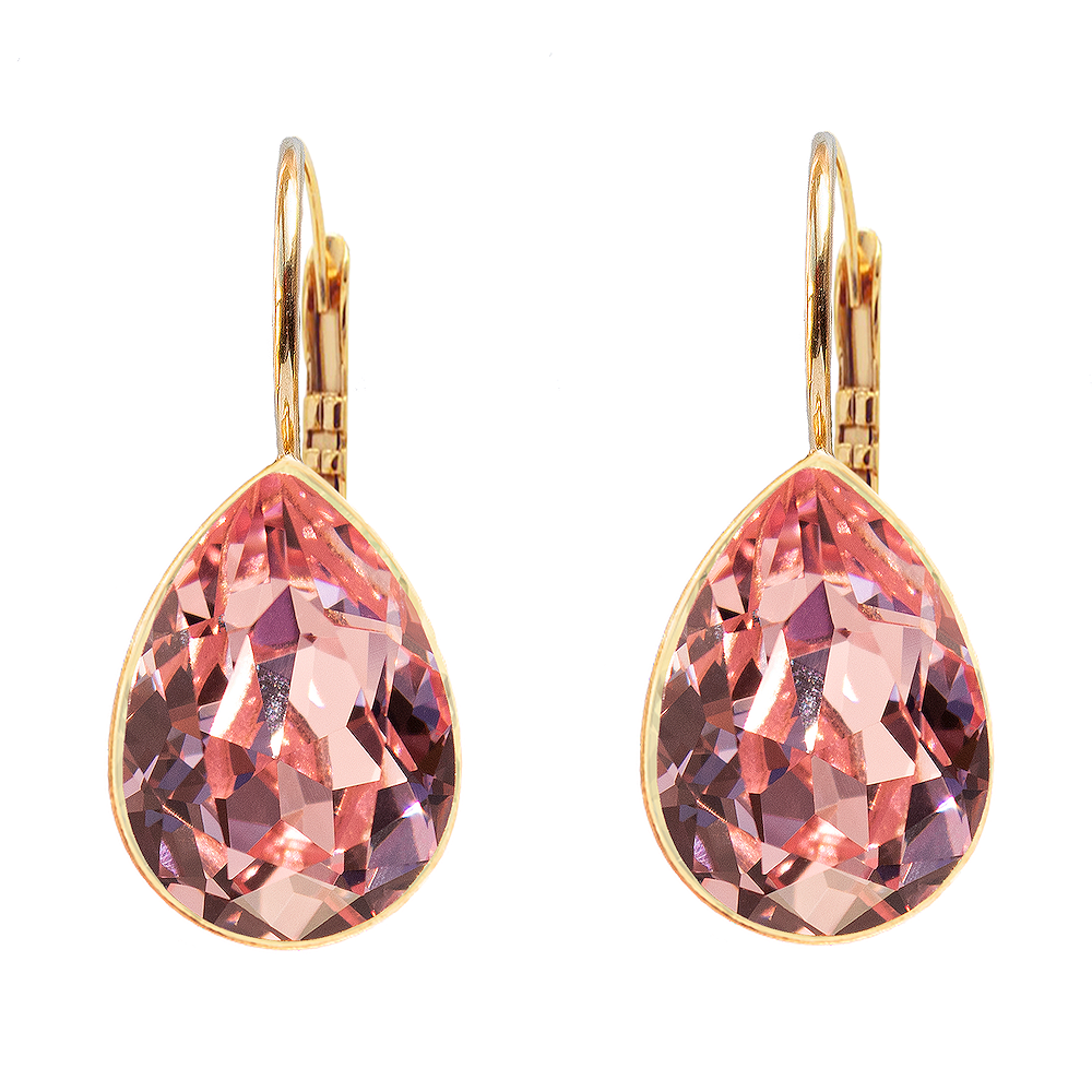 Klasiski lāsīšu auskari ar vintāža rozā kristālu