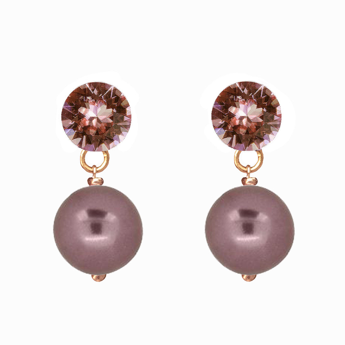 Nagliņauskari ar pērlēm un violēti rozā kristāliem