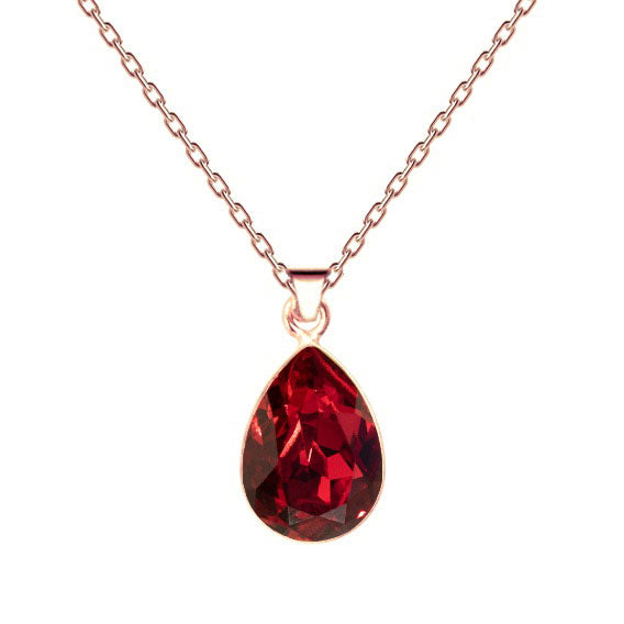 Klasiska Swarovski rosegold lāses kaklarota ar scarlet kristālu
